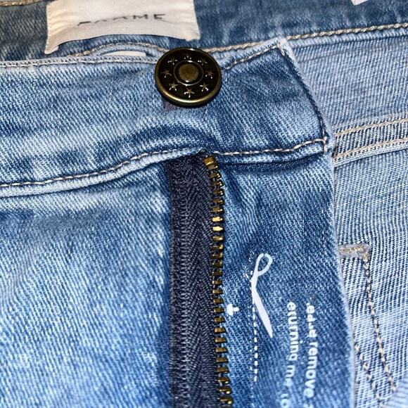 FRAME Le High Straight Jeans Aura Wash Size 29 Raw Hem Organic Cotton - Picture 5 of 9